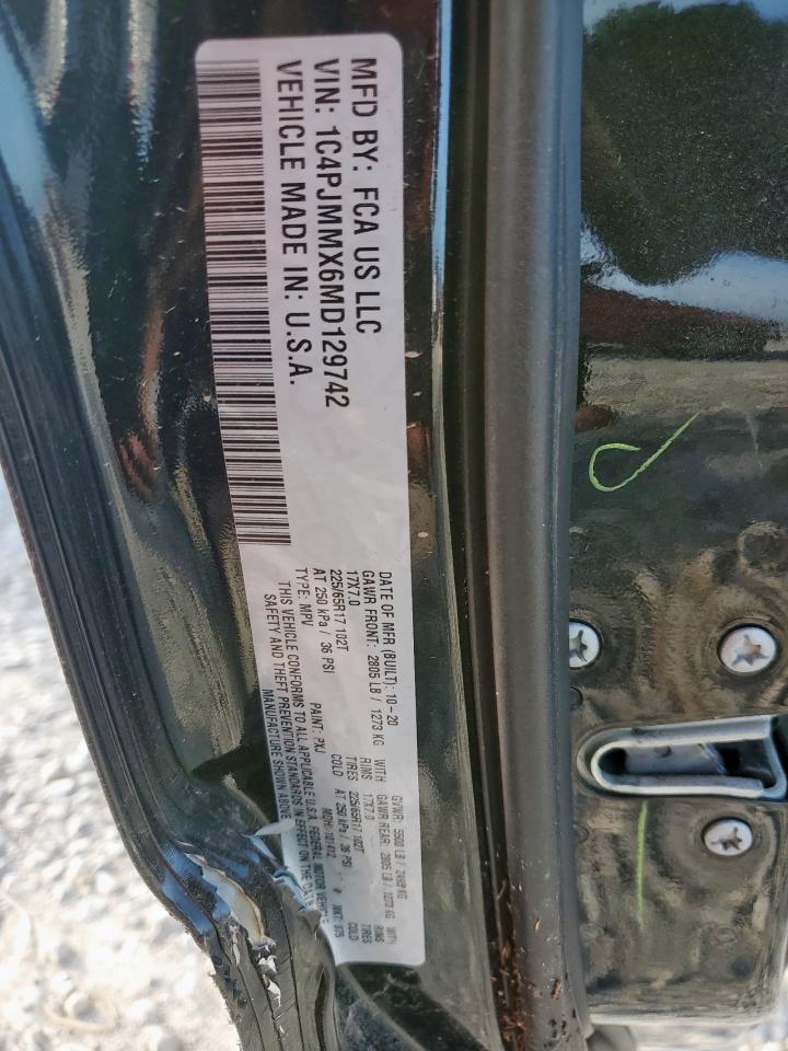 2021 Jeep Cherokee Latitude Lux VIN: 1C4PJMMX6MD129742 Lot: 64880535