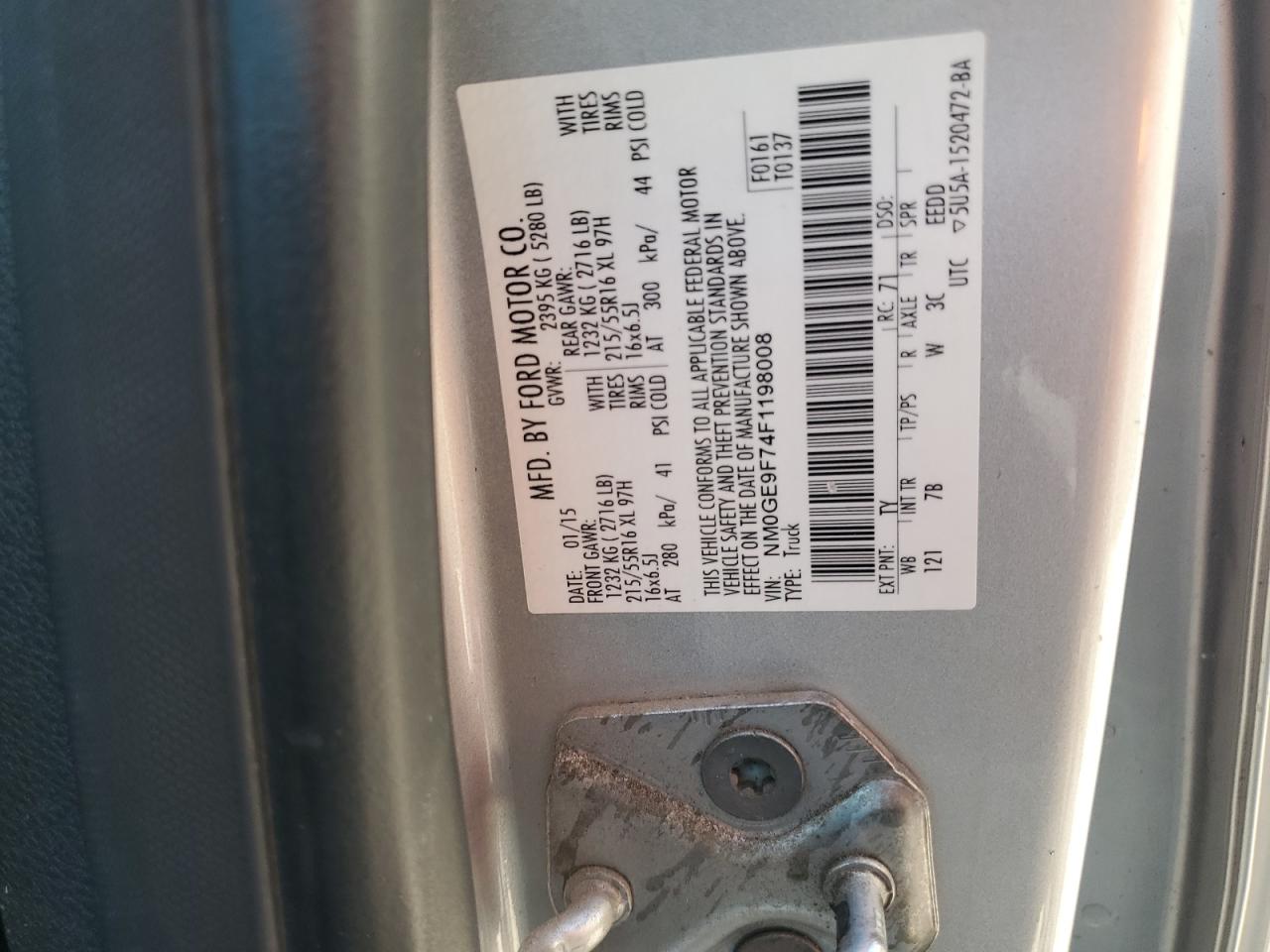 2015 Ford Transit Connect Xlt VIN: NM0GE9F74F1198008 Lot: 65177975