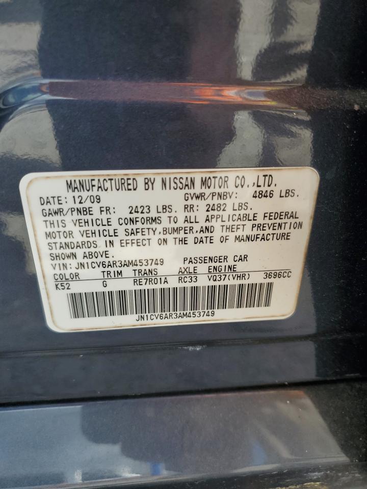 2010 Infiniti G37 VIN: JN1CV6AR3AM453749 Lot: 65365985