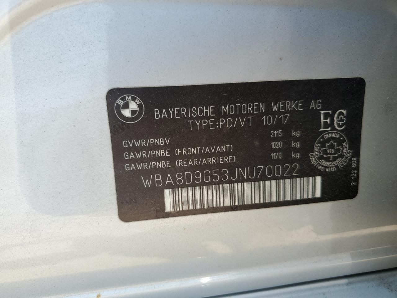 2018 BMW 330 Xi VIN: WBA8D9G53JNU70022 Lot: 64926985