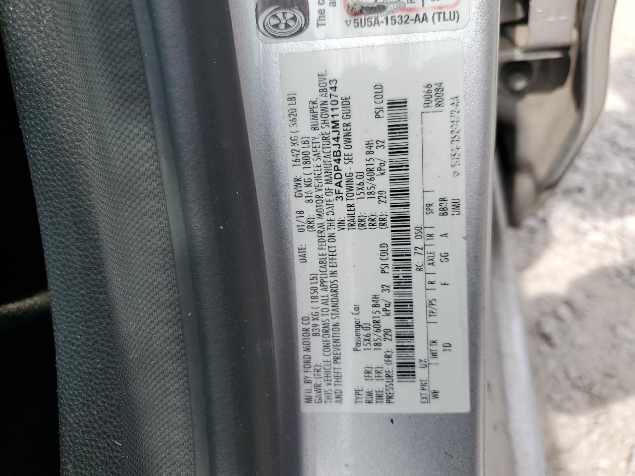 2018 Ford Fiesta Se VIN: 3FADP4BJ4JM110743 Lot: 67218945