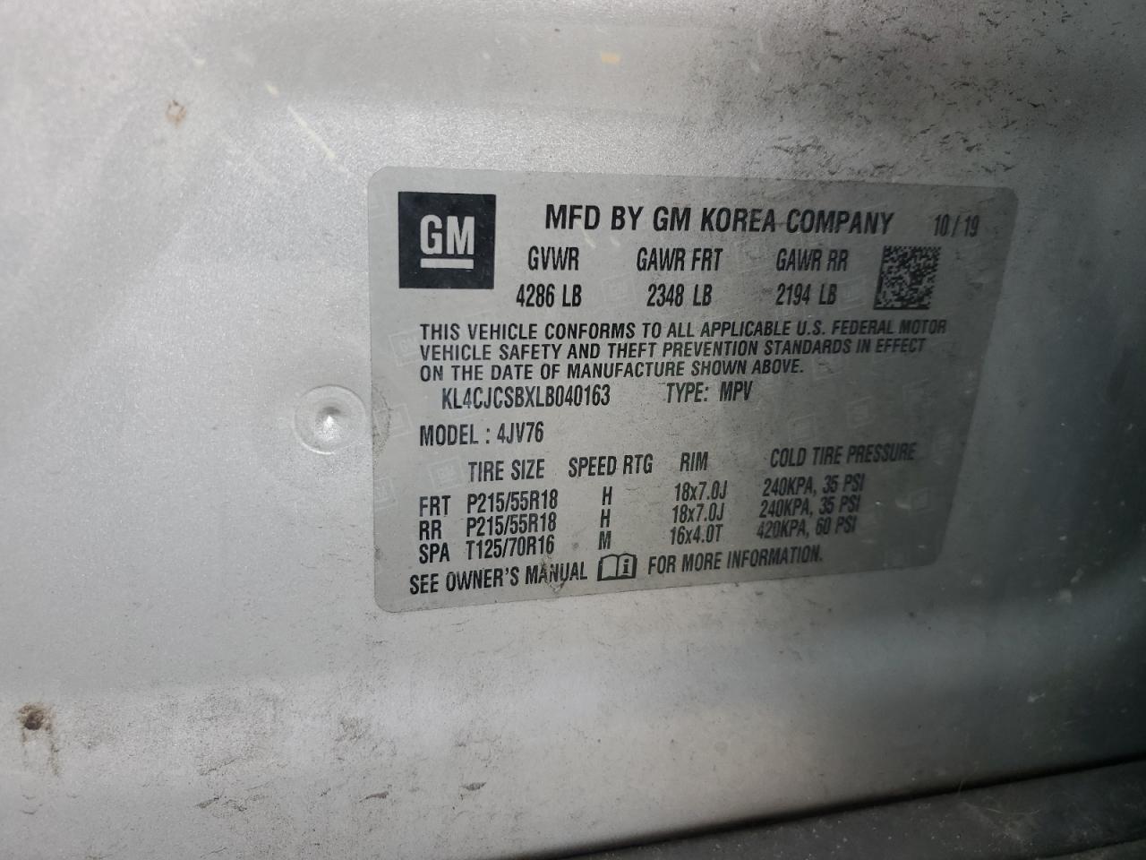 2020 Buick Encore Essence VIN: KL4CJCSBXLB040163 Lot: 61924385