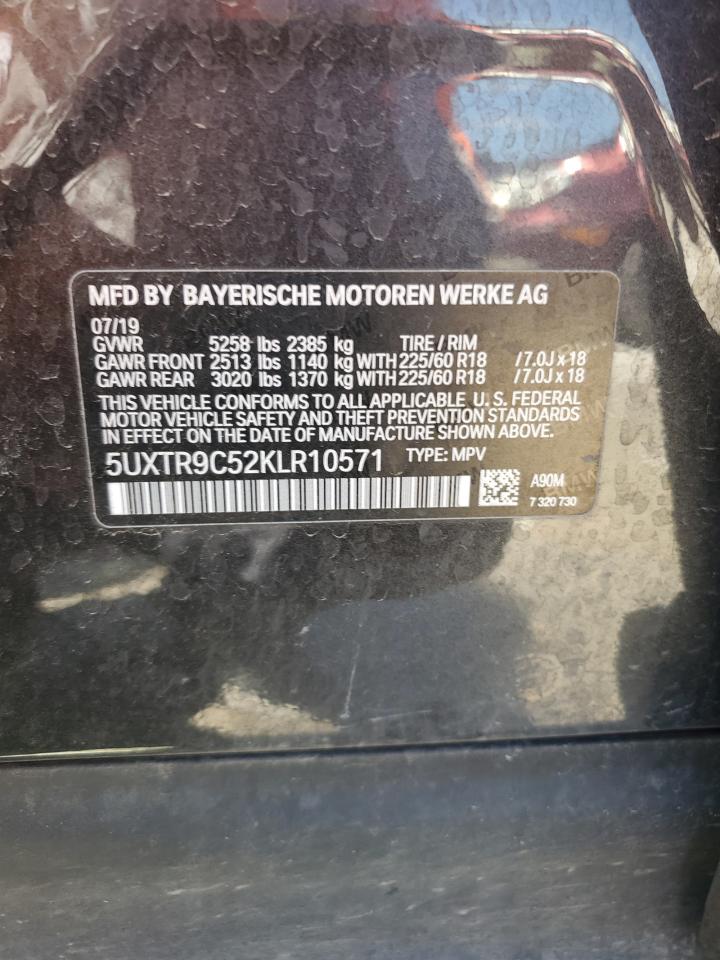 2019 BMW X3 xDrive30I VIN: 5UXTR9C52KLR10571 Lot: 62926915