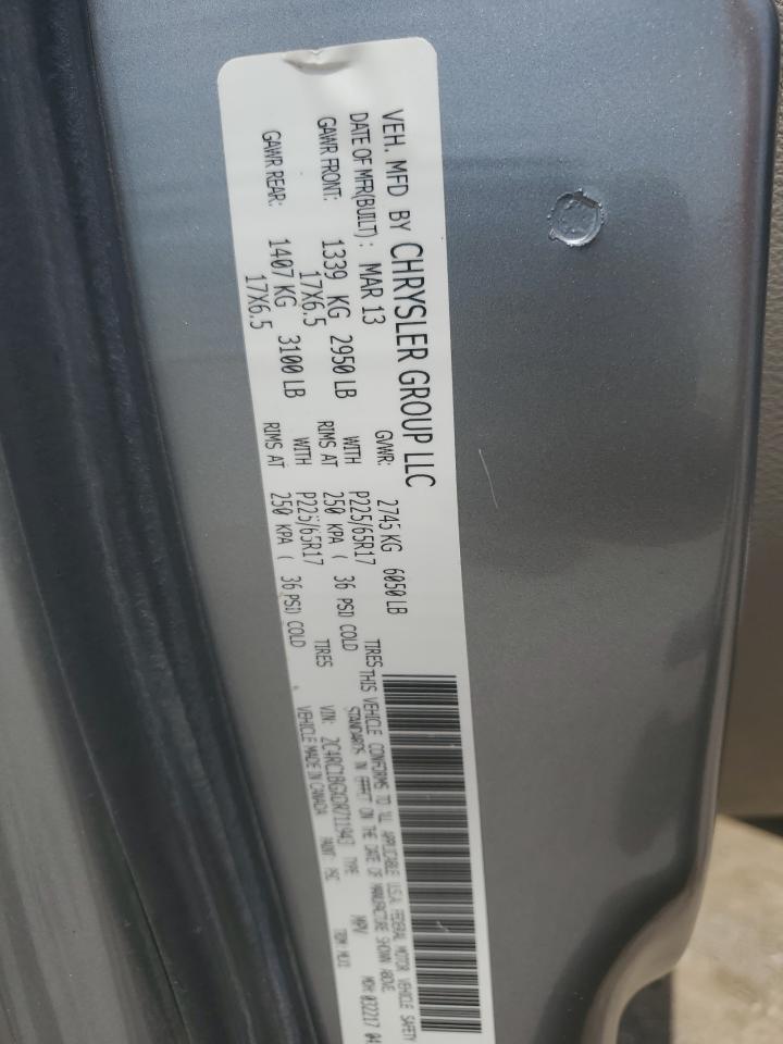 2013 Chrysler Town & Country Touring VIN: 2C4RC1BGXDR711943 Lot: 64662485