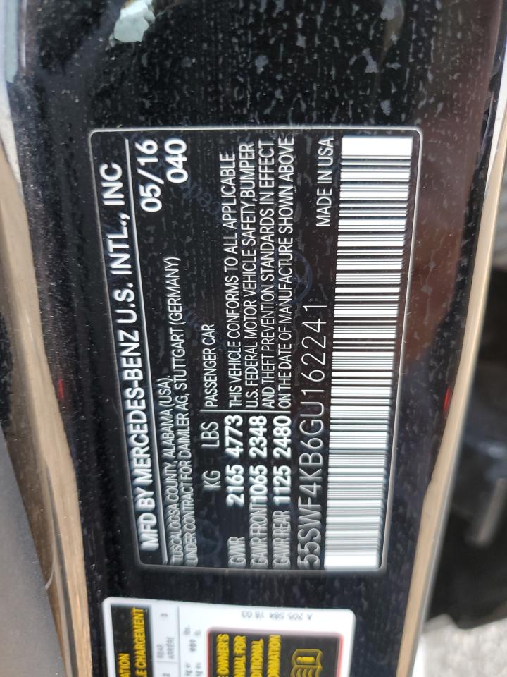 2016 Mercedes-Benz C 300 4Matic VIN: 55SWF4KB6GU162241 Lot: 63659665