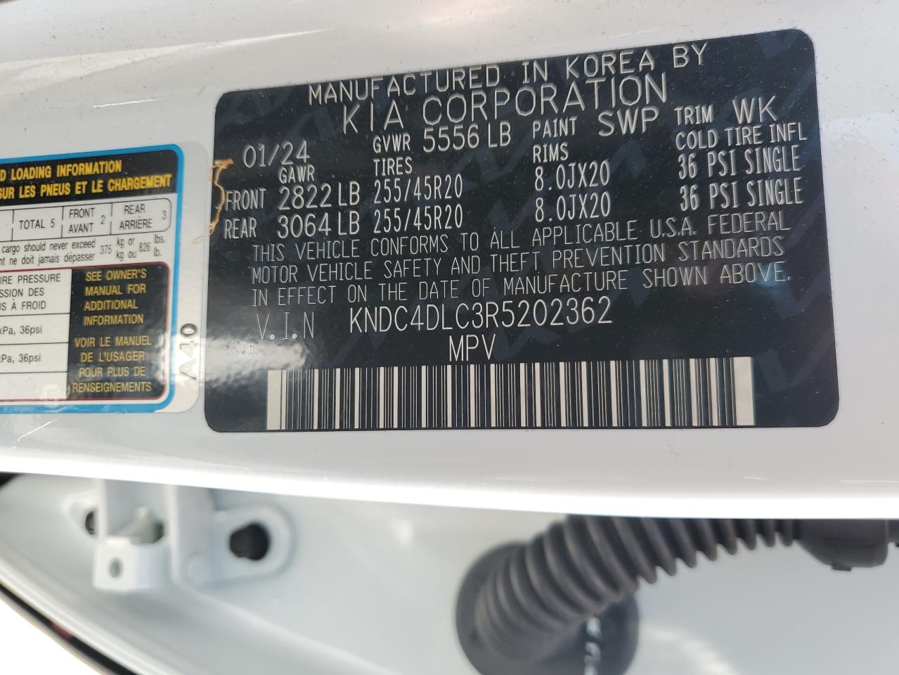 2024 Kia Ev6 Gt Line VIN: KNDC4DLC3R5202362 Lot: 63524425