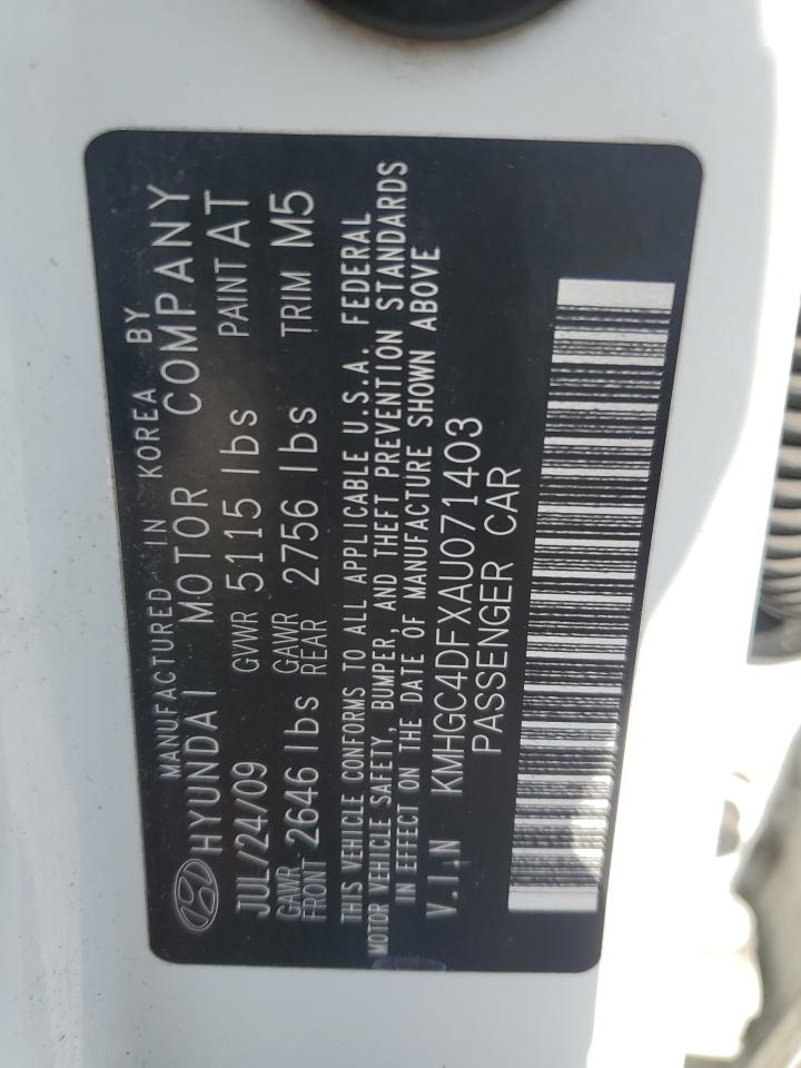 2010 Hyundai Genesis 4.6L VIN: KMHGC4DFXAU71403 Lot: 62883495