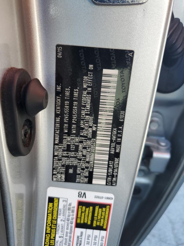 2015 Toyota Venza Le VIN: 4T3ZA3BB6FU095270 Lot: 63880665