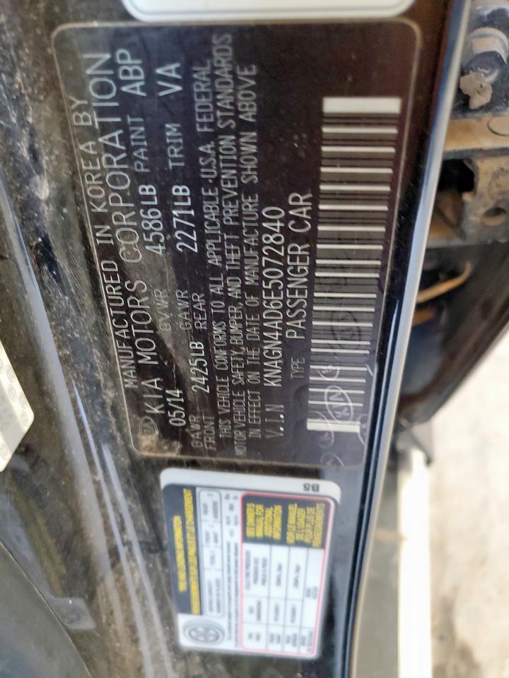 2014 Kia Optima Hybrid VIN: KNAGN4AD6E5072840 Lot: 63532855