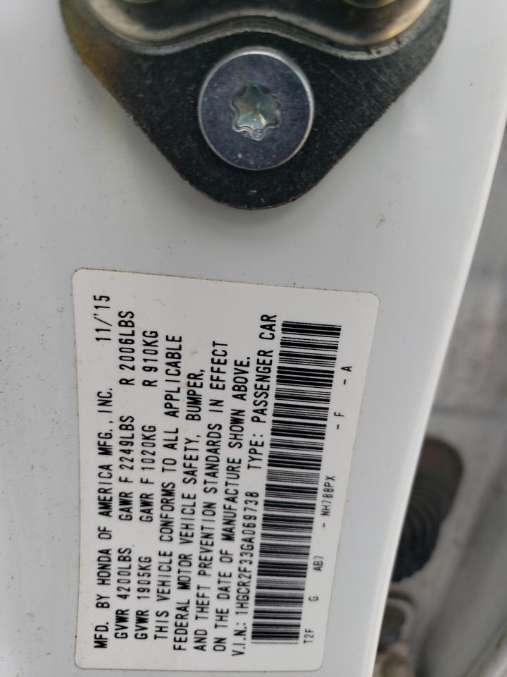 2016 Honda Accord Lx VIN: 1HGCR2F33GA069738 Lot: 64904985