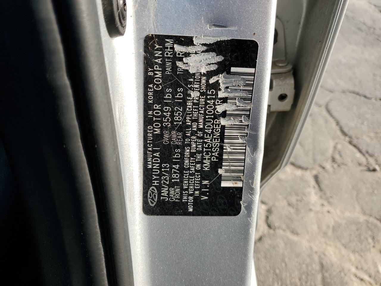 2013 Hyundai Accent Gls VIN: KMHCT5AE4DU100415 Lot: 63779775