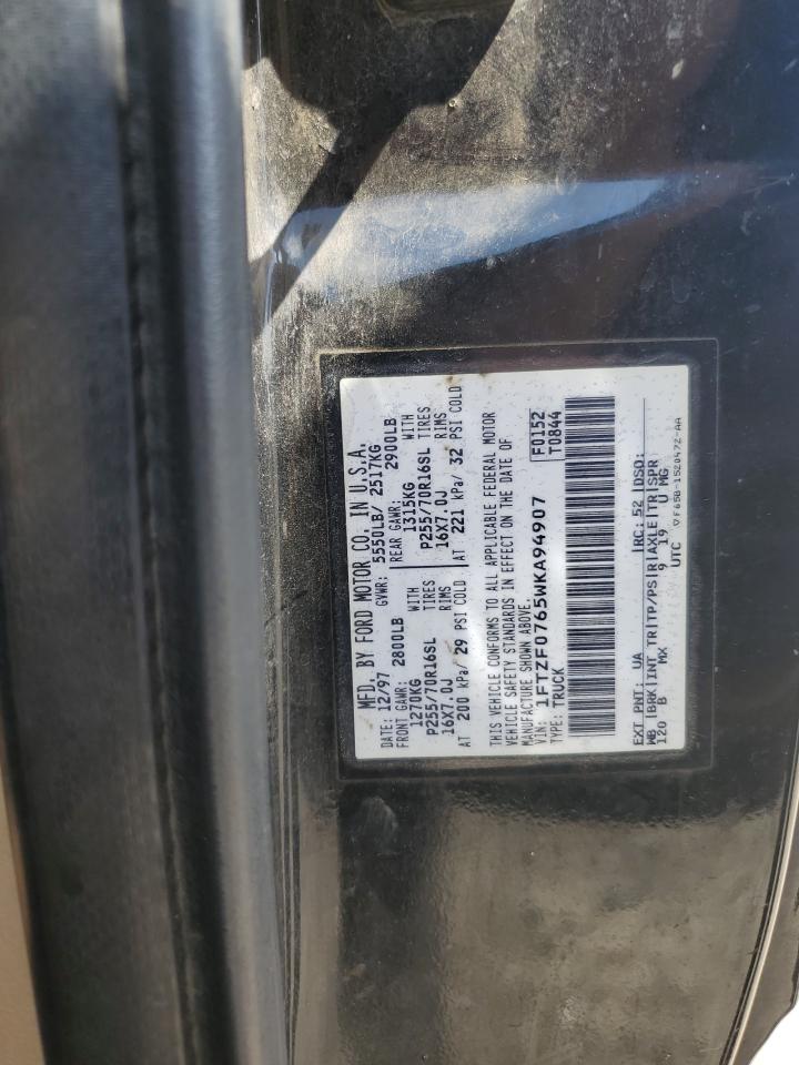 1998 Ford F150 VIN: 1FTZF0765WKA94907 Lot: 65047825