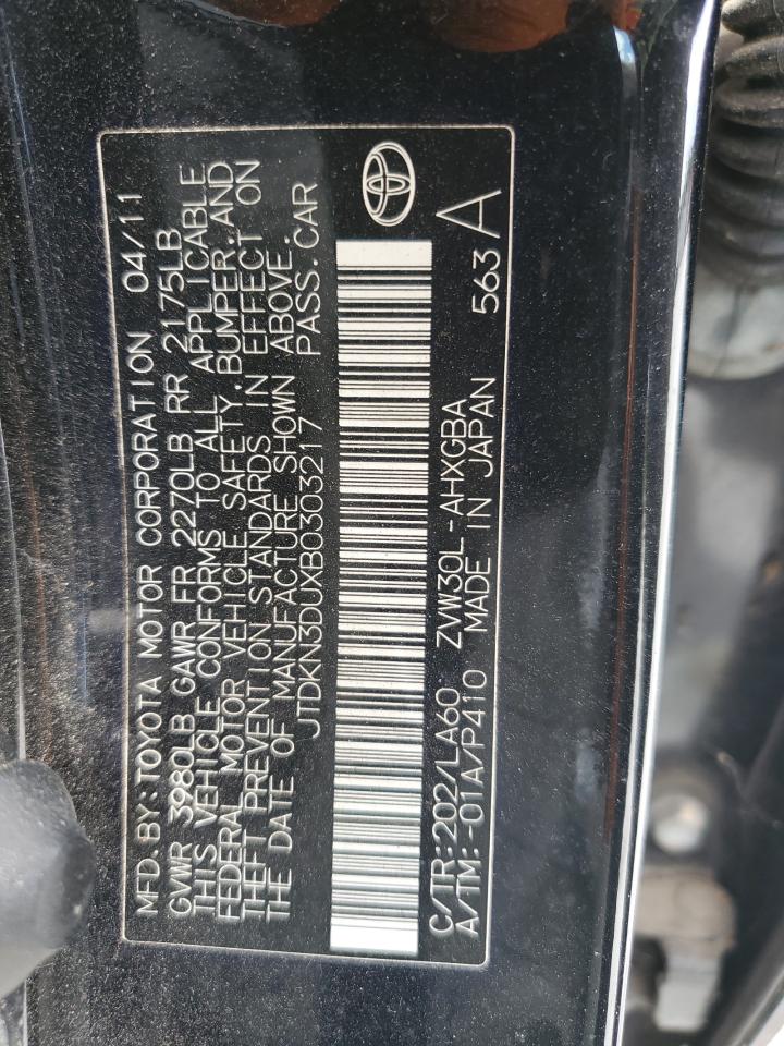 2011 Toyota Prius VIN: JTDKN3DUXB0303217 Lot: 65536325