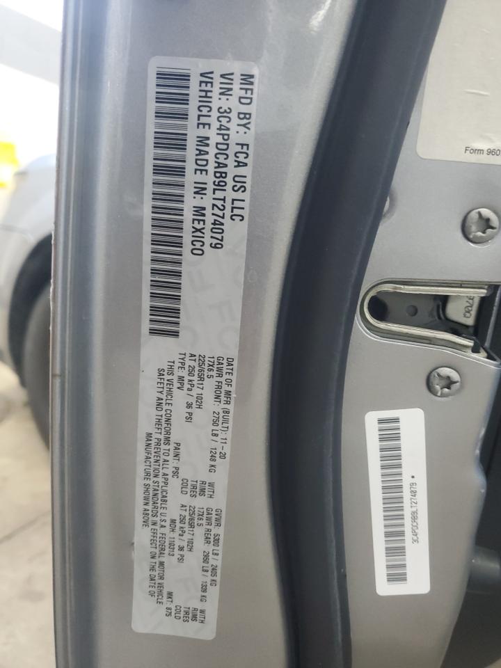 2020 Dodge Journey Se VIN: 3C4PDCAB9LT274079 Lot: 64546795