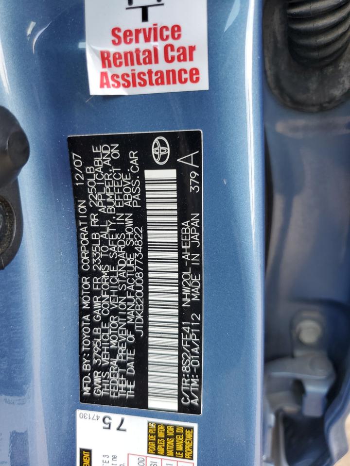 2008 Toyota Prius VIN: JTDKB20U087734822 Lot: 66548905