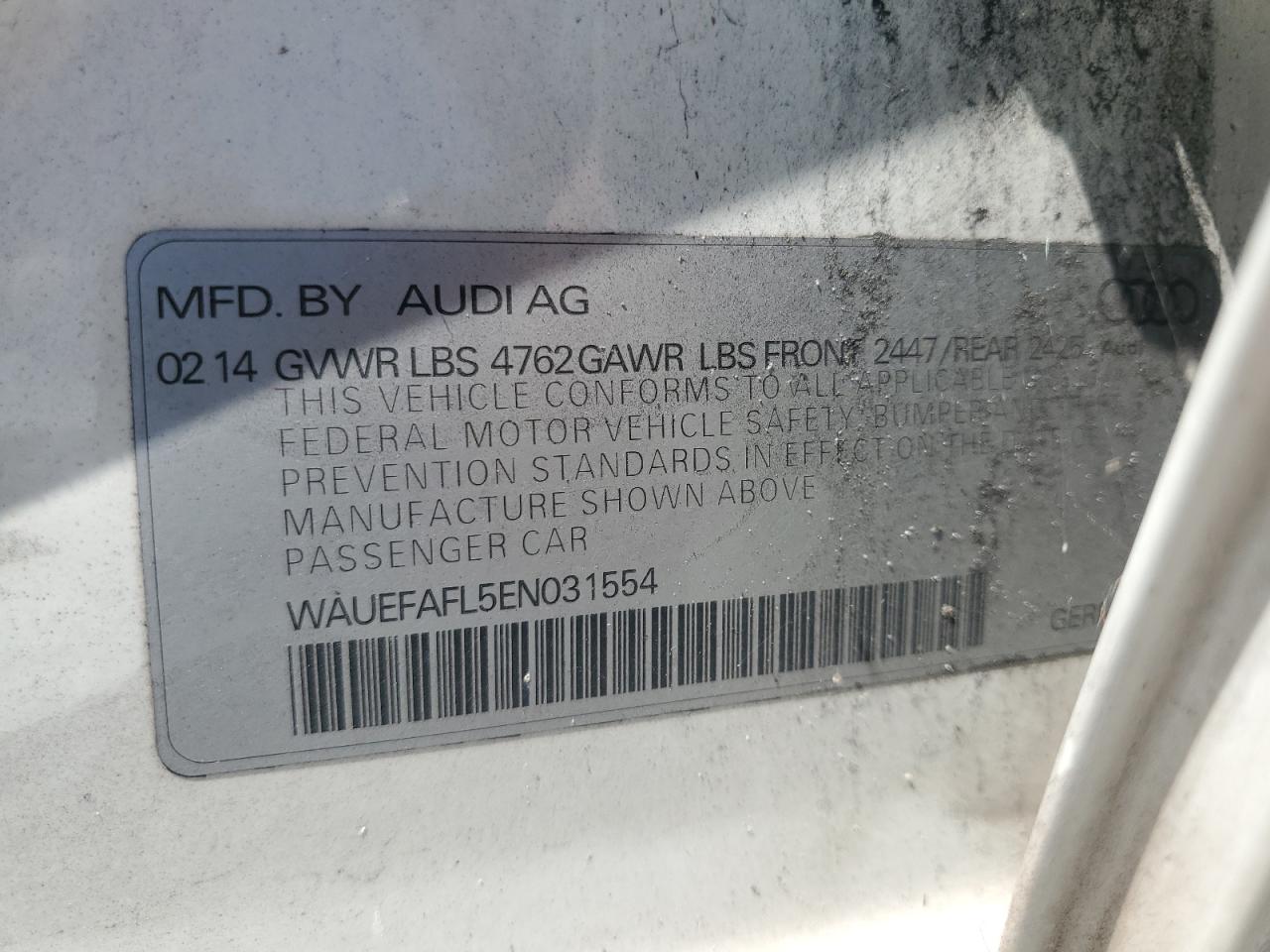 2014 Audi A4 Premium Plus VIN: WAUEFAFL5EN031554 Lot: 64488865