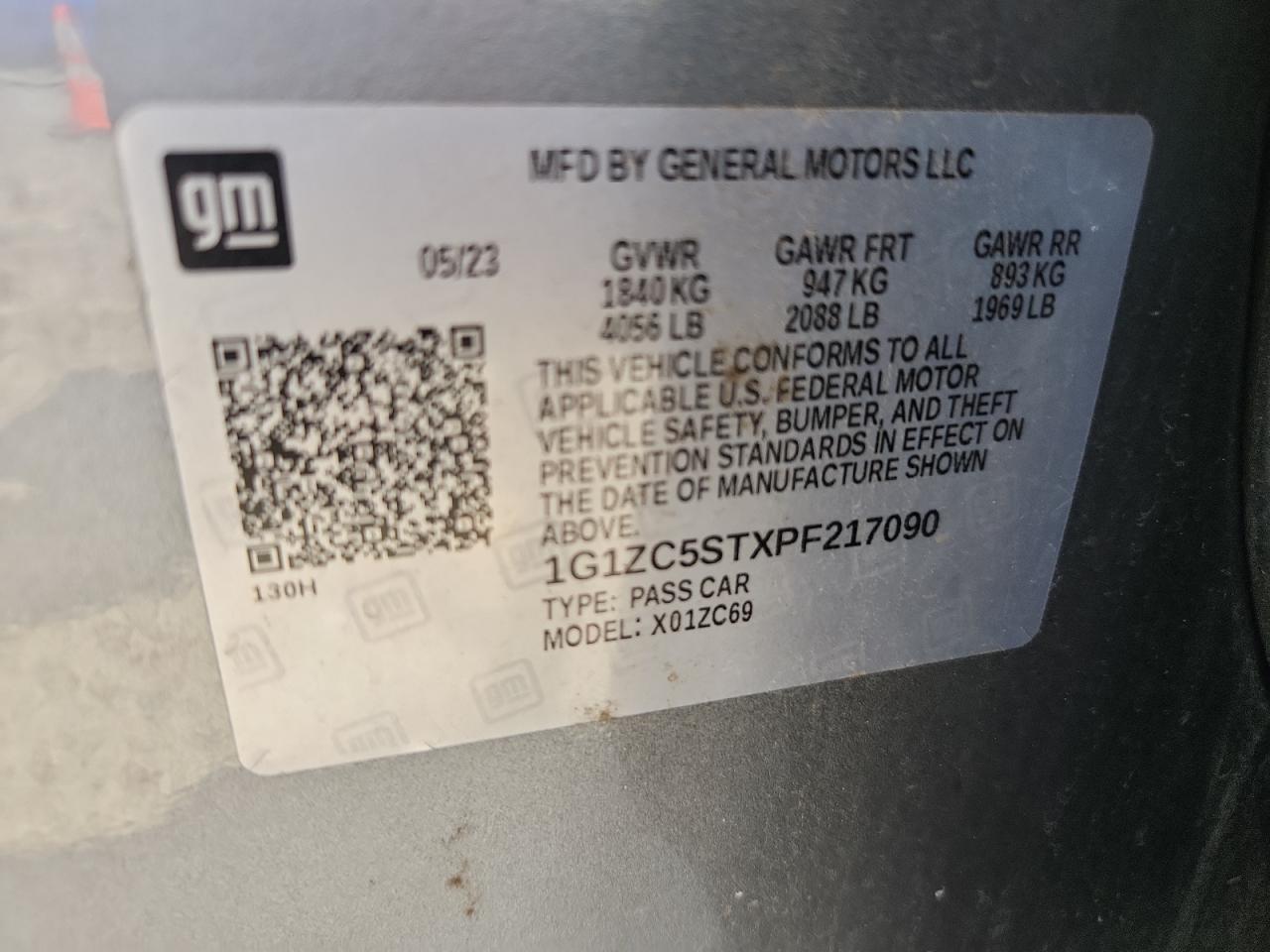 2023 Chevrolet Malibu Ls VIN: 1G1ZC5STXPF217090 Lot: 65167235