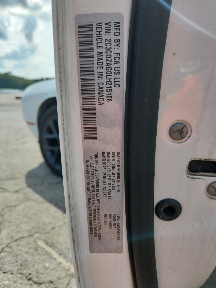 2020 Dodge Challenger Sxt VIN: 2C3CDZAG0LH215108 Lot: 65236735