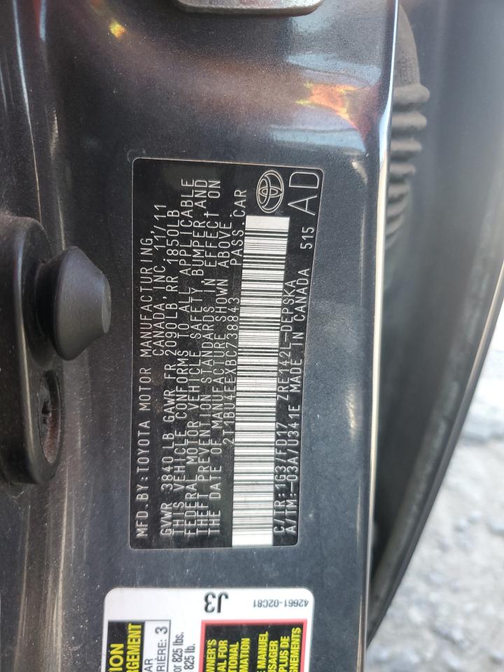 2011 Toyota Corolla Base VIN: 2T1BU4EEXBC738843 Lot: 64796475