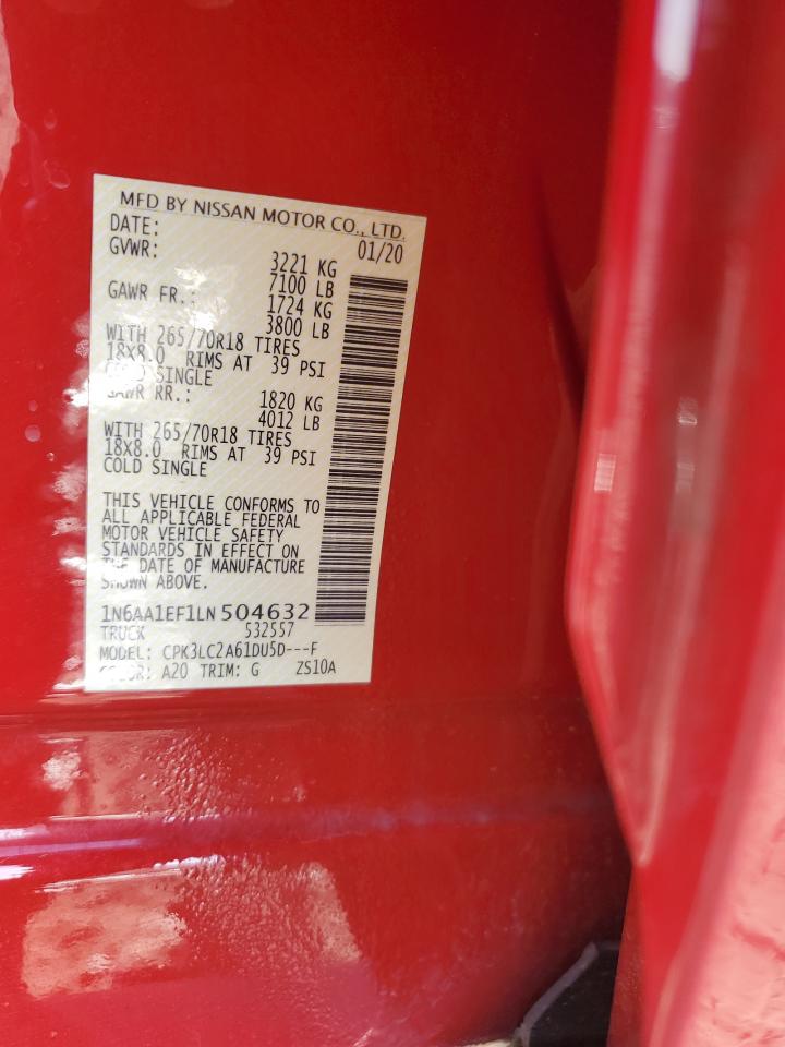 2020 Nissan Titan Sv VIN: 1N6AA1EF1LN504632 Lot: 66354695