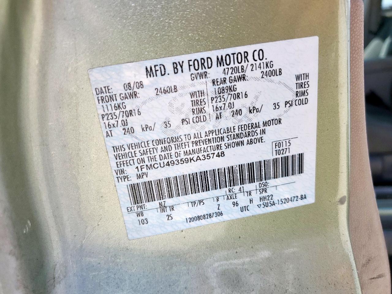 2009 Ford Escape Hybrid VIN: 1FMCU49359KA35748 Lot: 65537395