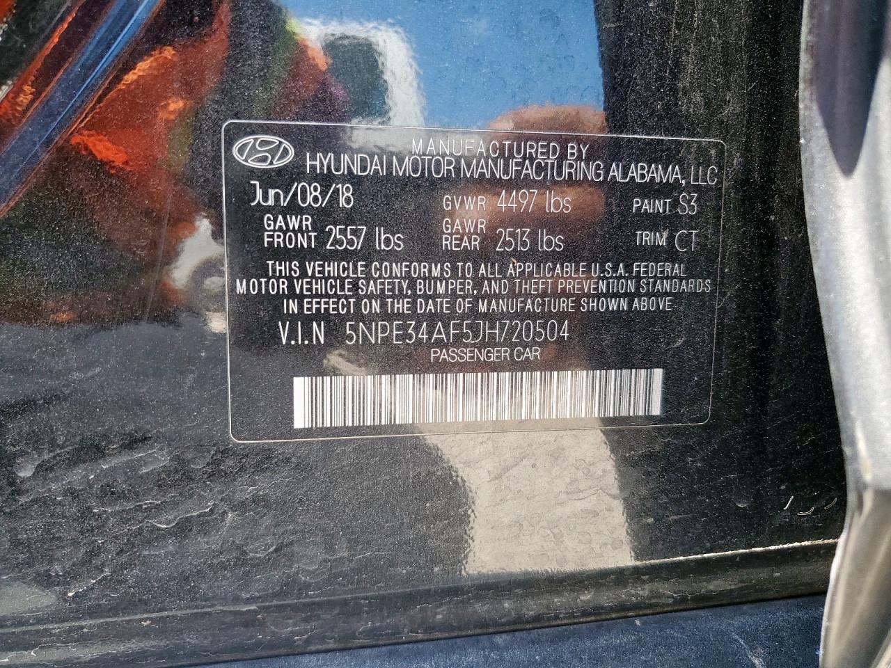 5npe34af5jh720504 5NPE34AF5JH720504 2018 Hyundai Sonata Sport