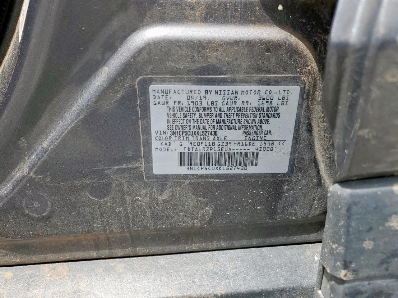 3n1cp5cuxkl527430 3N1CP5CUXKL527430 2019 Nissan Kicks S