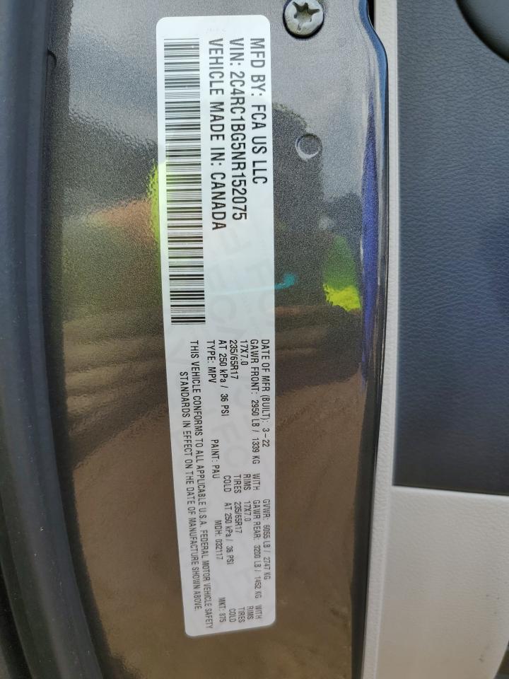2022 Chrysler Pacifica Touring L VIN: 2C4RC1BG5NR152075 Lot: 65471555