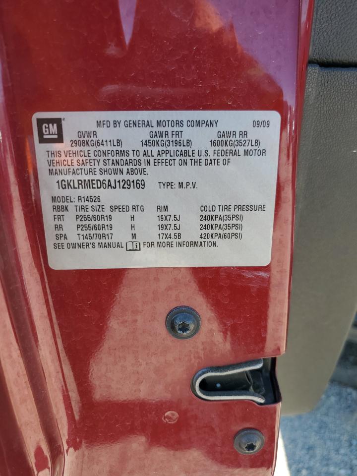 2010 GMC Acadia Slt-1 VIN: 1GKLRMED6AJ129169 Lot: 64667015