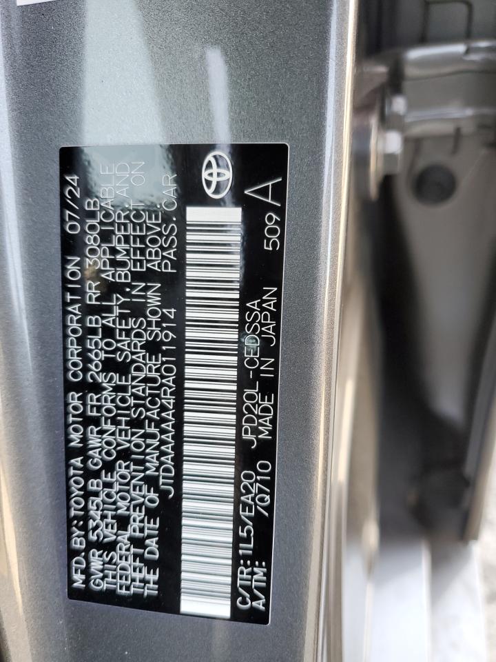 2024 Toyota Mirai Xle VIN: JTDAAAAA4RA011914 Lot: 65584085