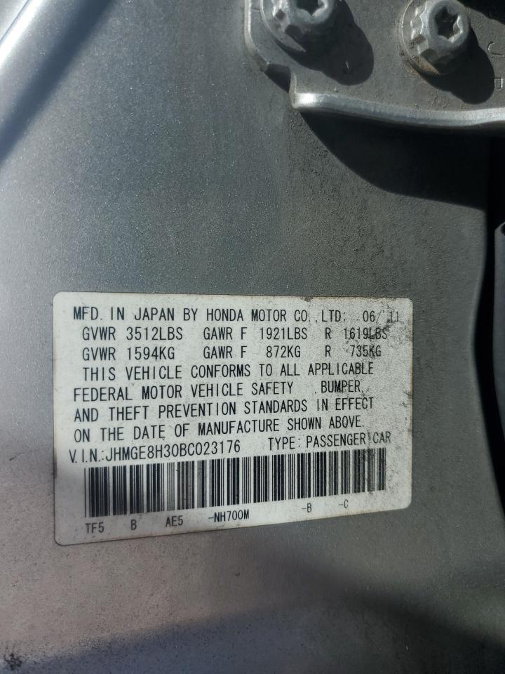 2011 Honda Fit VIN: JHMGE8H30BC023176 Lot: 63409295