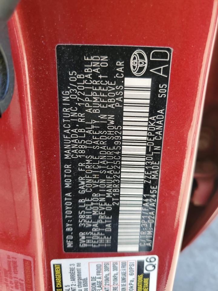 2005 Toyota Corolla Ce VIN: 2T1BR32E25C459925 Lot: 63031745