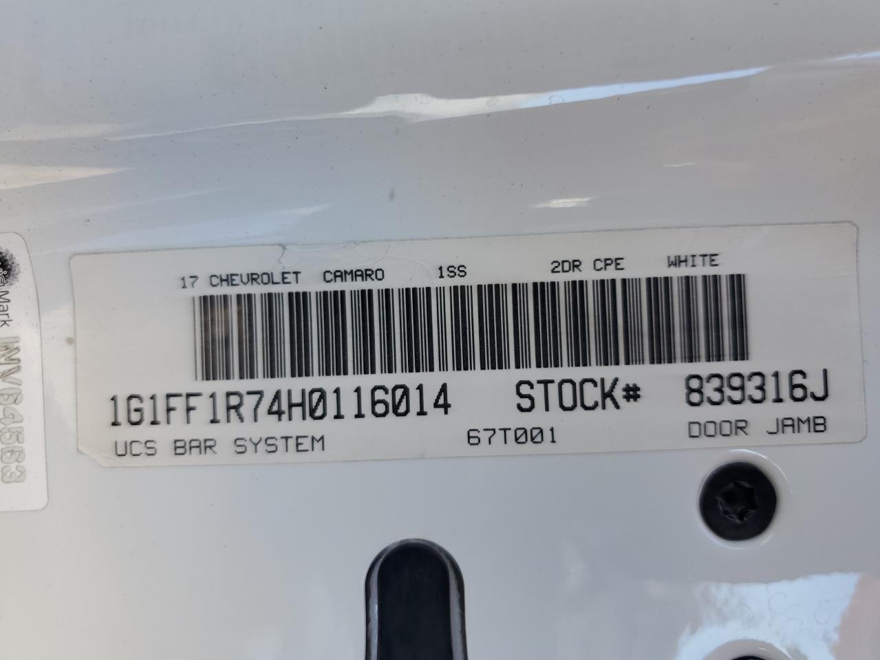 2017 Chevrolet Camaro Ss VIN: 1G1FF1R74H0116014 Lot: 67416125