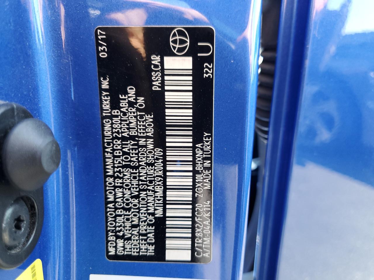 2018 Toyota C-Hr Xle VIN: NMTKHMBX9JR004709 Lot: 64335365