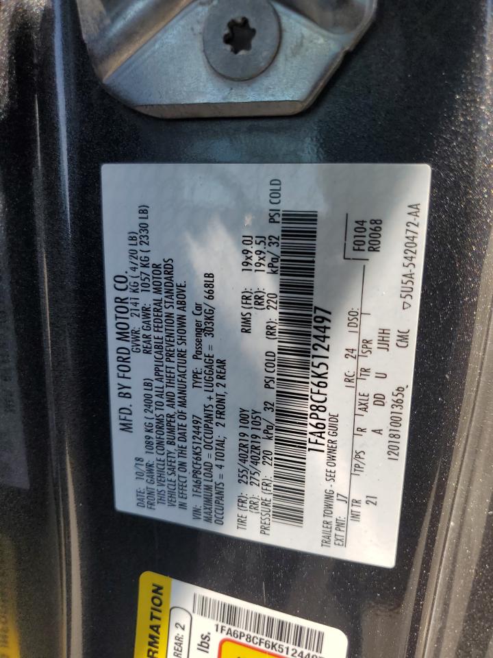 2019 Ford Mustang Gt VIN: 1FA6P8CF6K5124497 Lot: 63298955