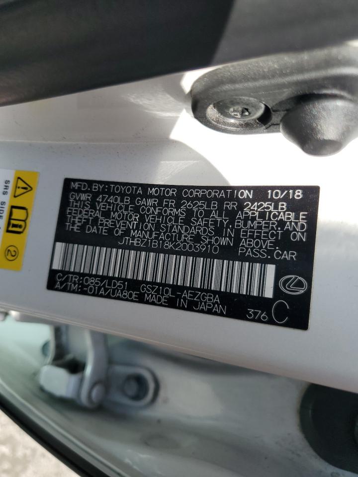 2019 Lexus Es 350 VIN: JTHBZ1B18K2003910 Lot: 64608435