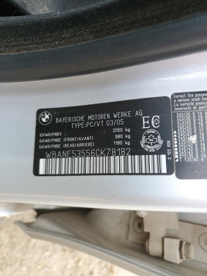 wbane53556ck78182 WBANE53556CK78182 2006 BMW 525 I