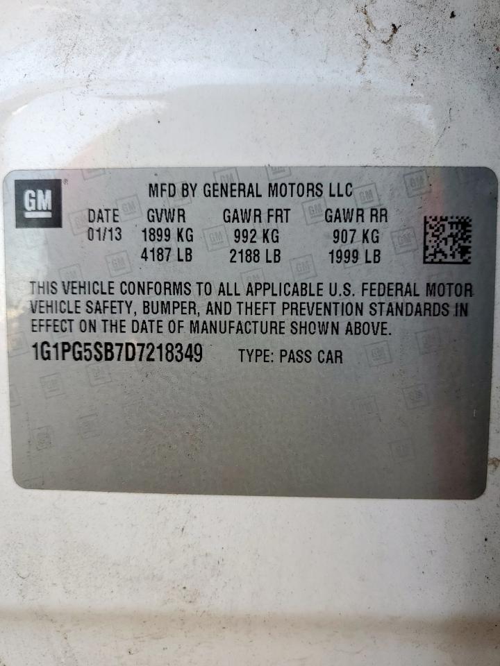 2013 Chevrolet Cruze Ltz VIN: 1G1PG5SB7D7218349 Lot: 63870255