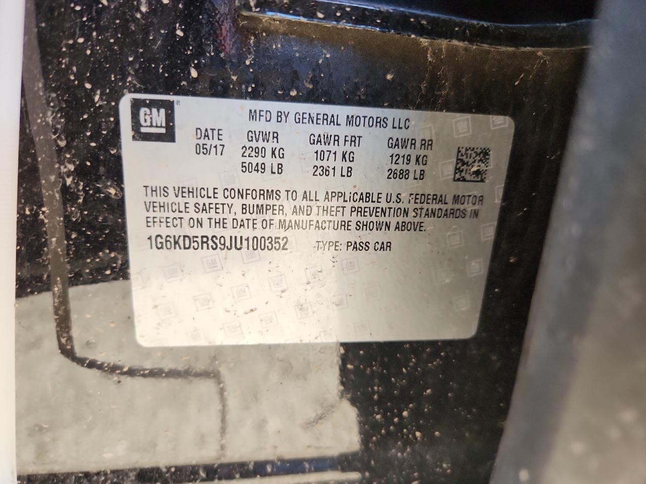 2018 Cadillac Ct6 Luxury VIN: 1G6KD5RS9JU100352 Lot: 64089555