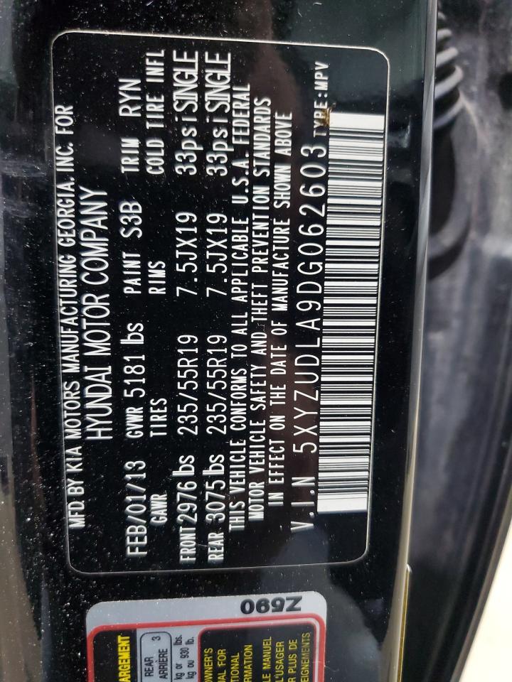2013 Hyundai Santa Fe Sport VIN: 5XYZUDLA9DG062603 Lot: 64806675
