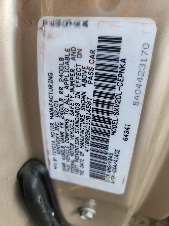 2001 Toyota Camry Ce VIN: 4T1BG22K01U814587 Lot: 64323065