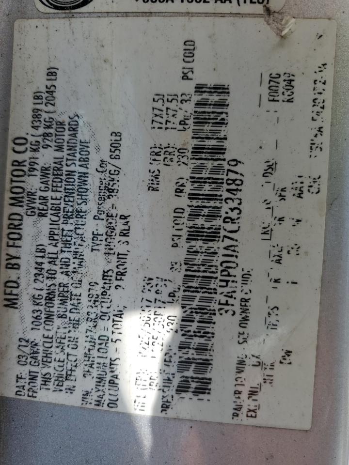 2012 Ford Fusion Sel VIN: 3FAHP0JA7CR334879 Lot: 65526135