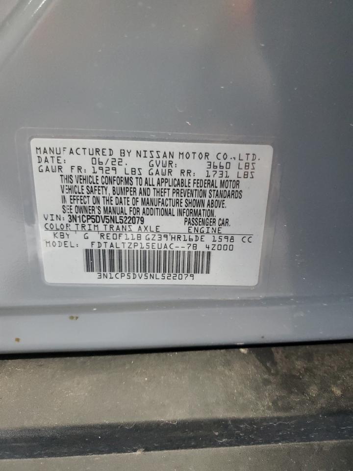 2022 Nissan Kicks Sr VIN: 3N1CP5DV5NL522079 Lot: 66816945