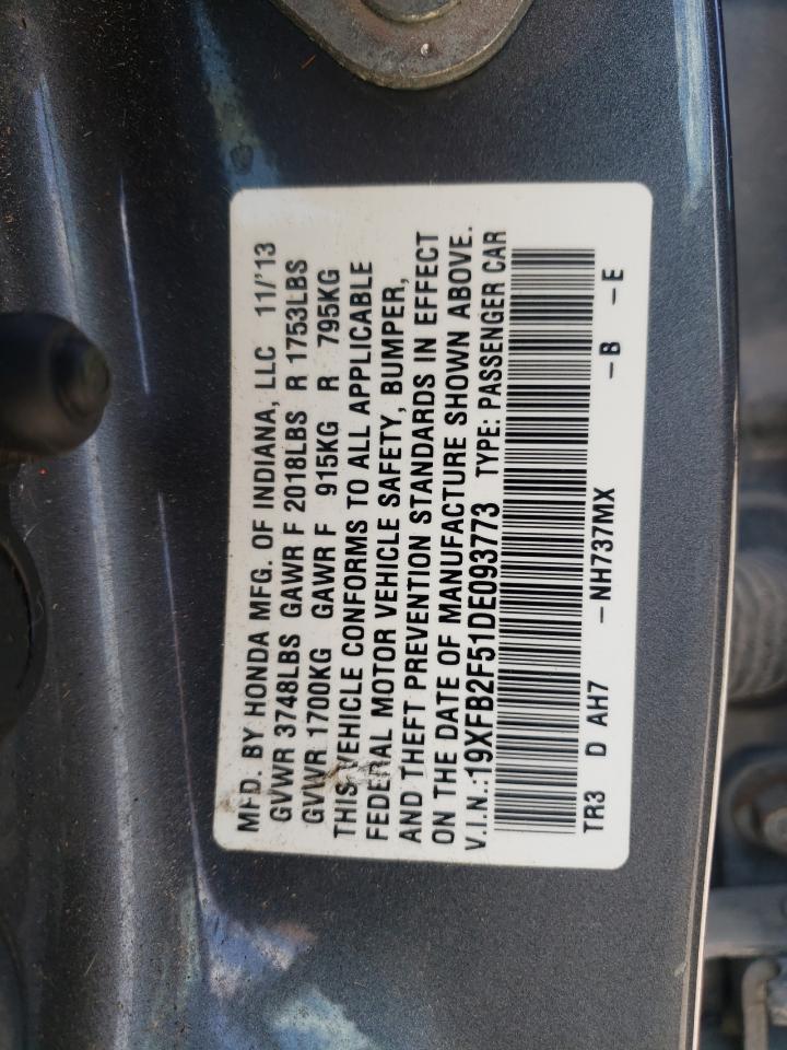 2013 Honda Civic Lx VIN: 19XFB2F51DE093773 Lot: 63279515