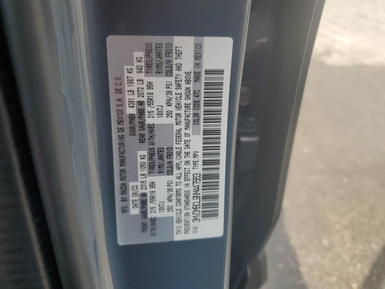 2022 Mazda Cx-30 Preferred VIN: 3MVDMBCL9NM447663 Lot: 64999595
