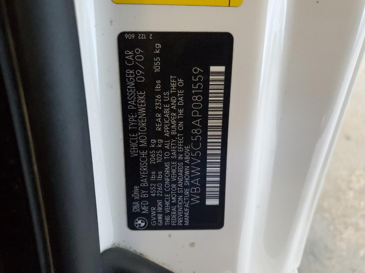 2010 BMW 328 Xi Sulev VIN: WBAWV5C58AP081559 Lot: 64188235