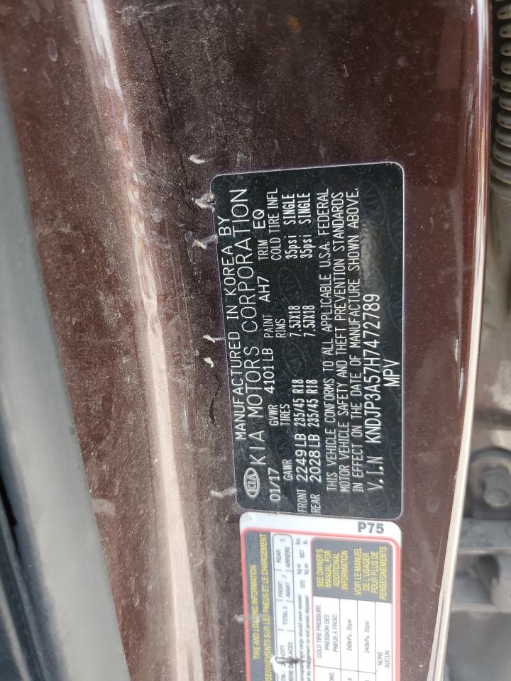 2017 Kia Soul + VIN: KNDJP3A57H7472789 Lot: 65658585