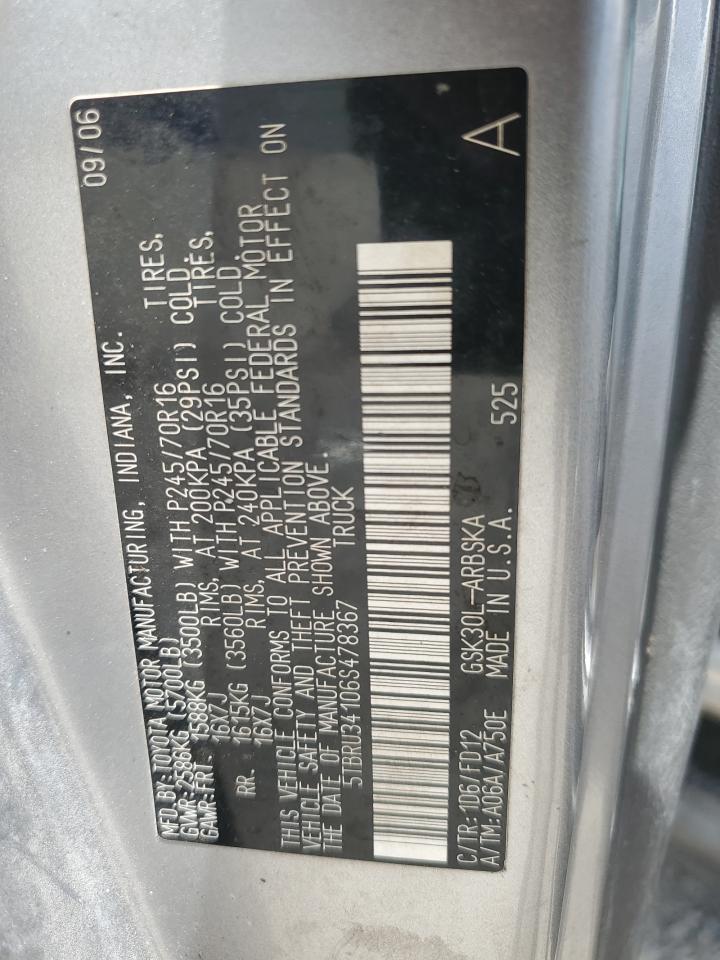 2006 Toyota Tundra Access Cab Sr5 VIN: 5TBRU34106S478367 Lot: 64998085
