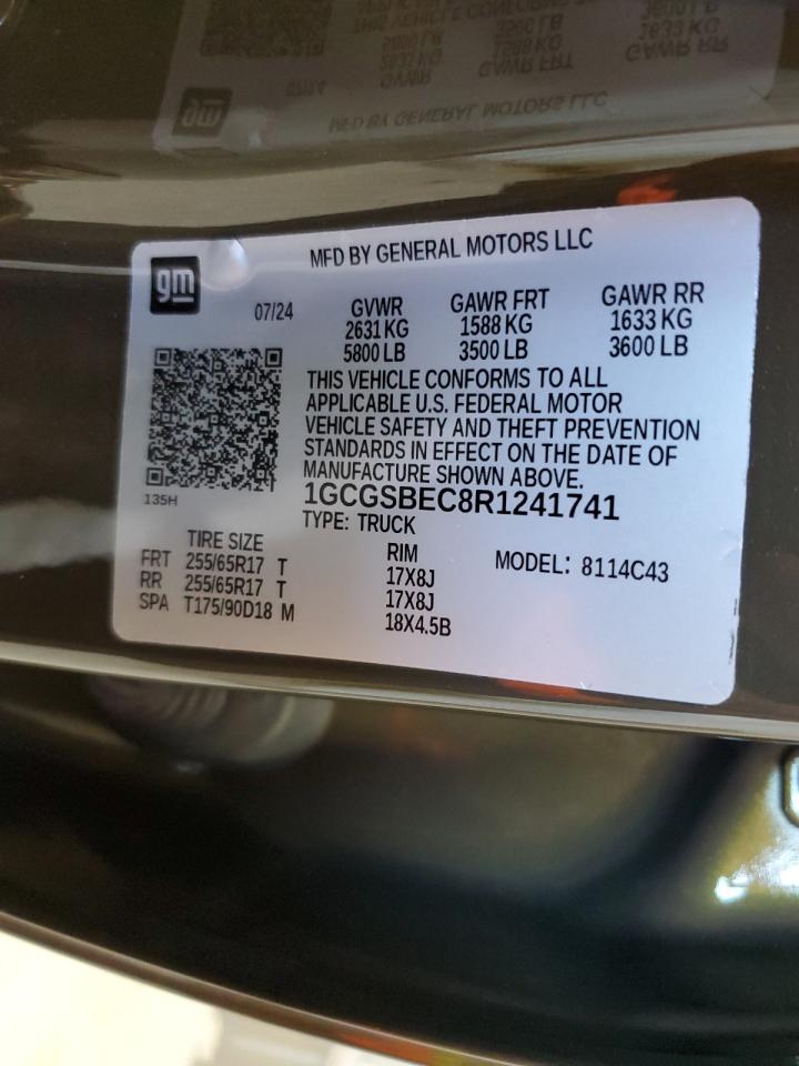 2024 Chevrolet Colorado VIN: 1GCGSBEC8R1241741 Lot: 63420165