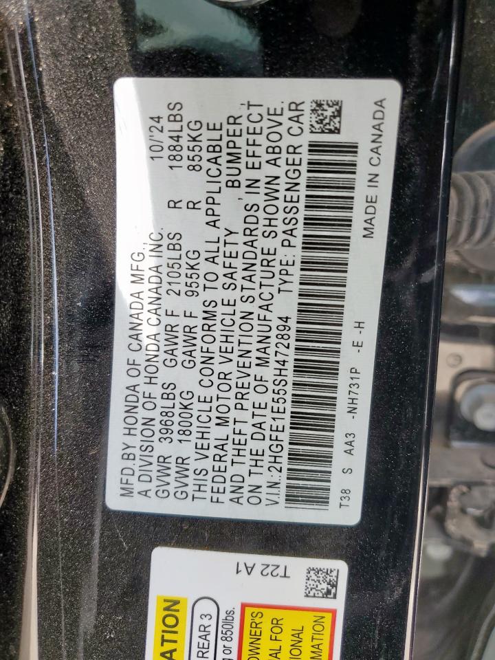 2025 Honda Civic Si VIN: 2HGFE1E55SH472894 Lot: 65094475